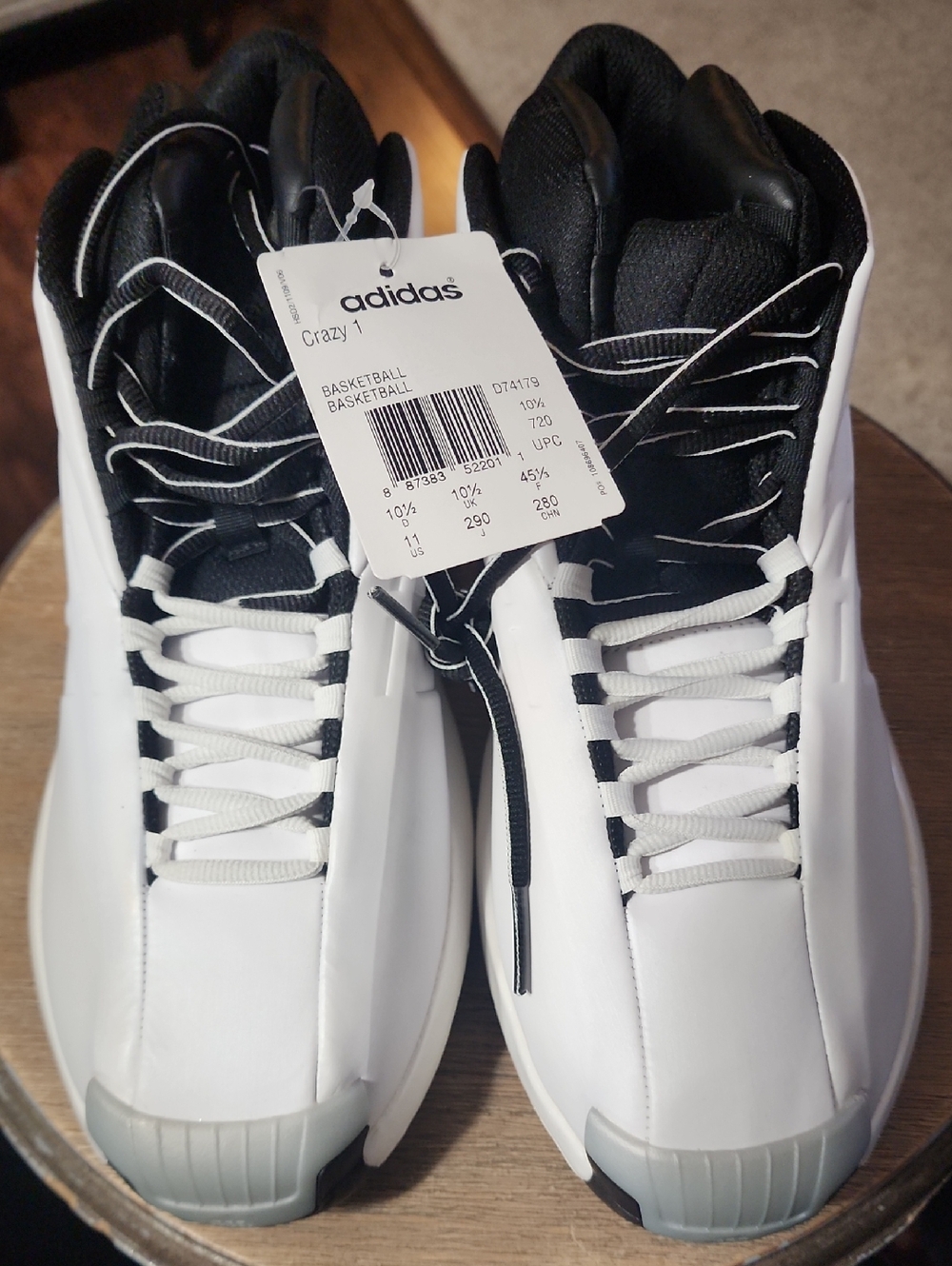 adidas Kobe Men’s Crazy 1 Basketball Shoes - White/Black